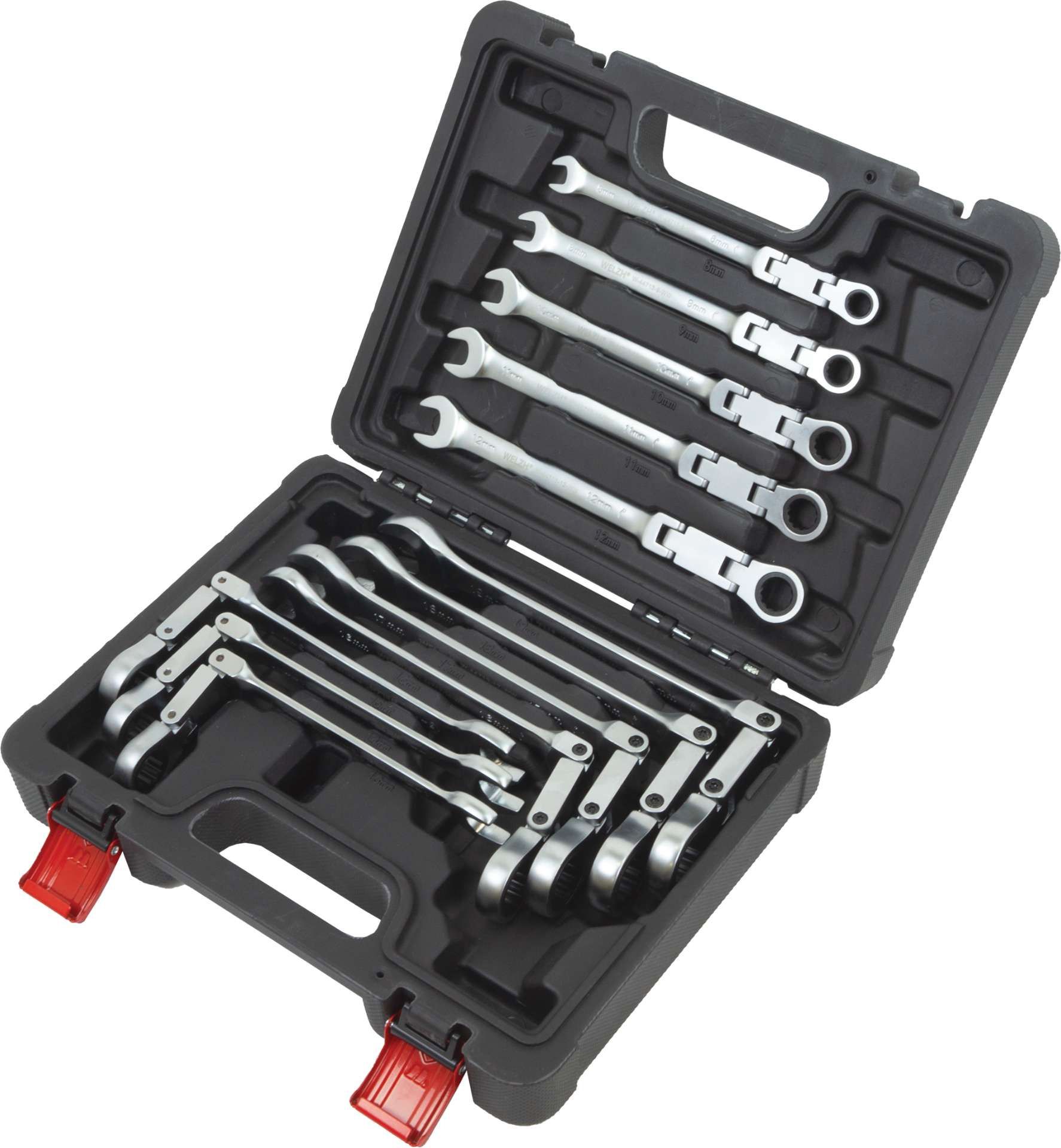 Welzh Werkzeug 44713-WW csillag-villáskulcs készlet, 72-fogú racsnis-dupla csuklós, metrikus, 12 részes termék fő termékképe