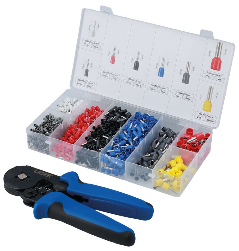 Laser Tools LAS-8592 saruzó fogó + 1200 db érvéghüvely készlet, DIN 0.5-10 mm2 termék fő termékképe