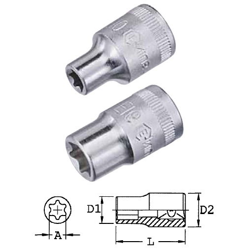 Genius Tools 252507 1/4"-os E-típusú (belső torx) dugókulcs fej, E-7 termék fő termékképe
