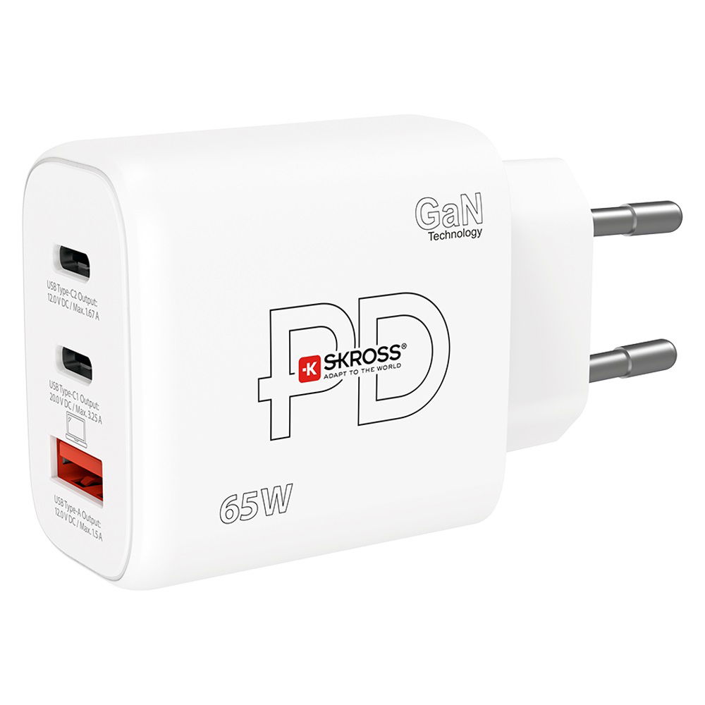 Skross Gyorstöltő 65W 2xUSB-C, USB, PD, GaN termék fő termékképe