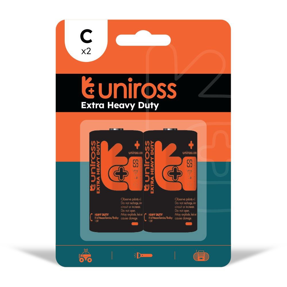 Uniross R14 1.5V szén-cink elem, C (baby), 2 db/bliszter termék fő termékképe