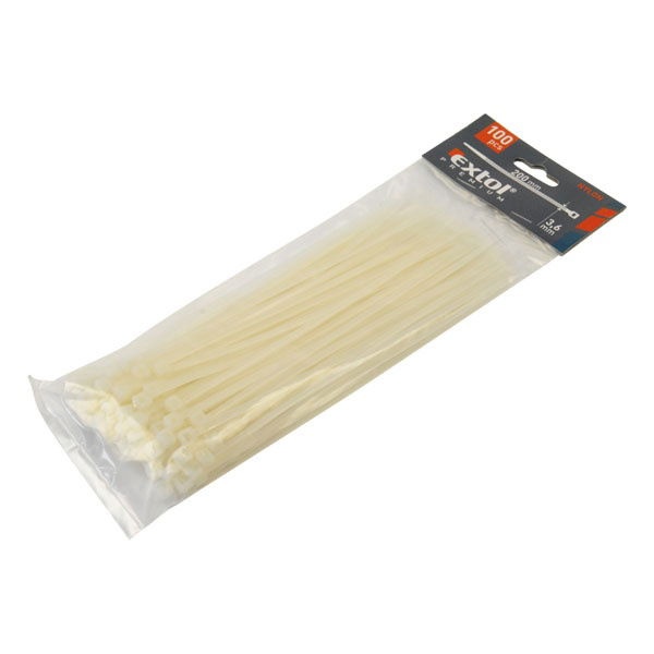 EXTOL kábelkötegelő 2,5×150mm 100db, fehér nylon; UV-, sav- és lúgálló termék fő termékképe