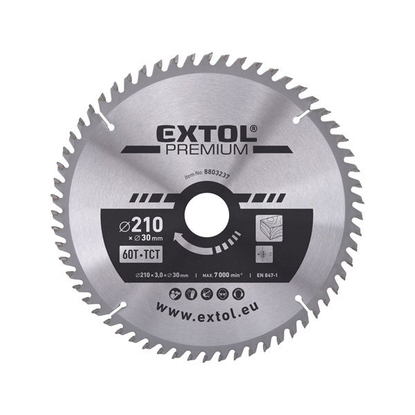 EXTOL Körfűrészlap, keményfémlapkás, 160×20mm  T24; 2,8mm lapkaszélesség, max. 9000 ford/perc termék fő termékképe