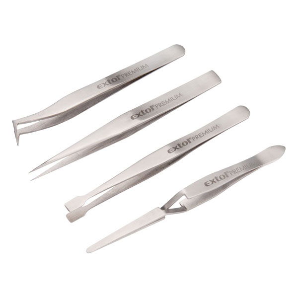 EXTOL Csipesz készlet. 4 db, CrNiMn rozsdamentes és saválló acél 201, enyhén mágneses, keménység: HRC 30 termék fő termékképe