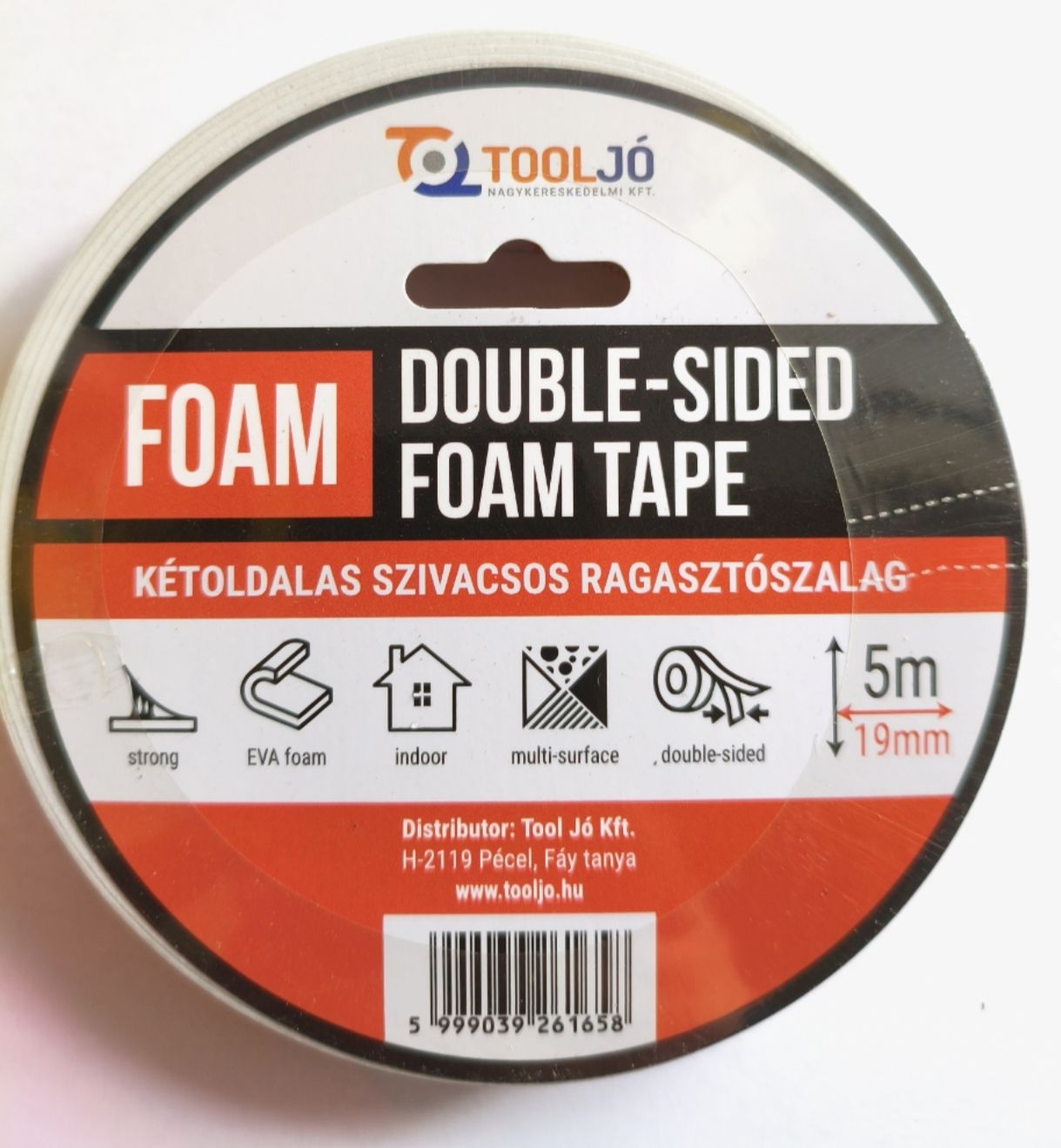 Kétold.rag.szalag szivacsos fehér 19mmx5m (72) termék fő termékképe