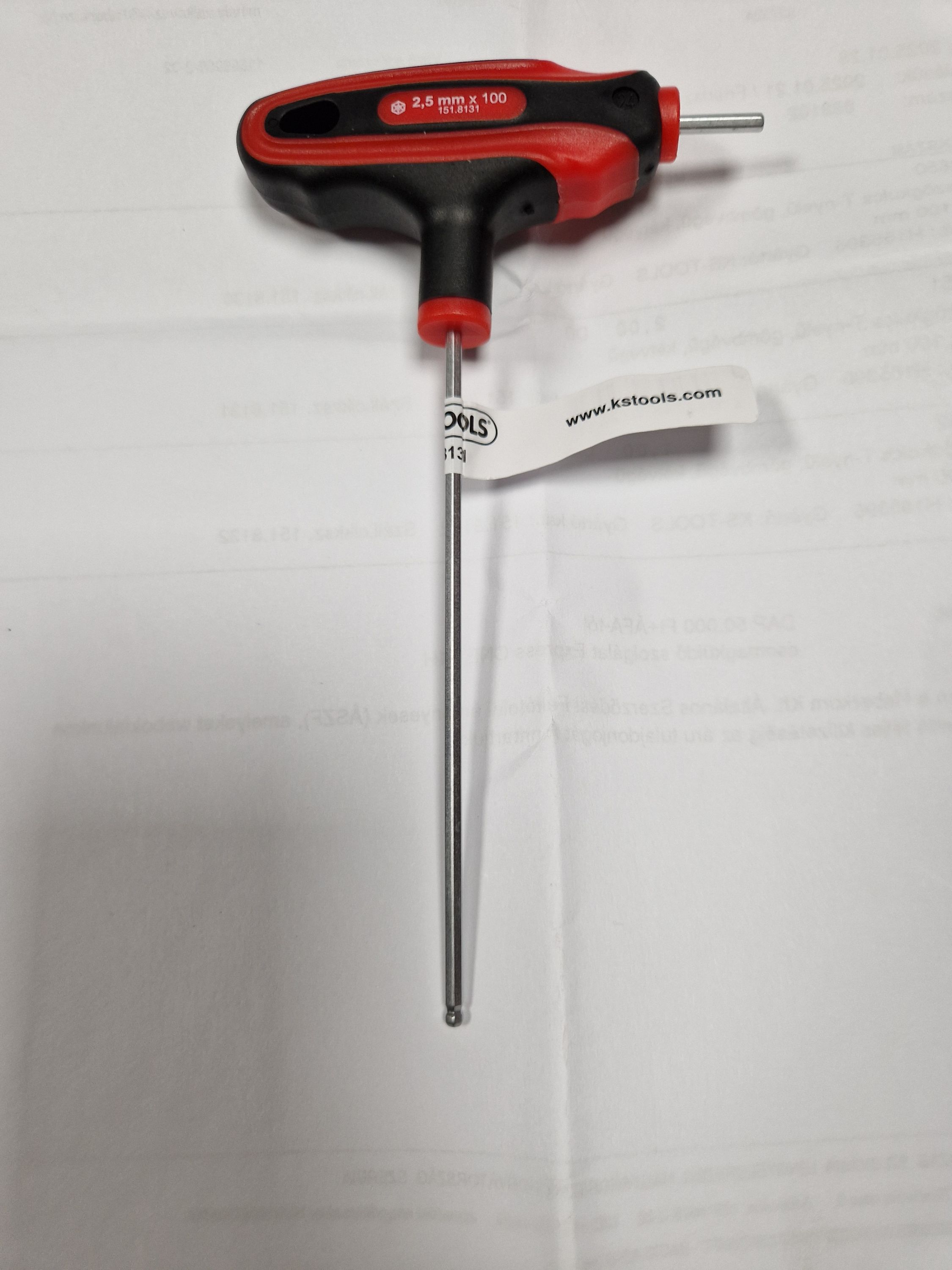 KS-TOOLS Hatszögkulcs T-nyelű gömbvégű ,kétvégű 2,5x100 mm termék fő termékképe