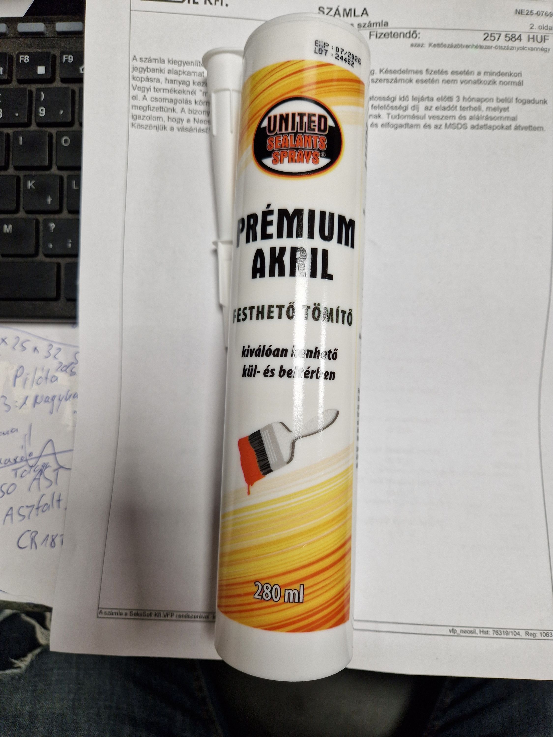 United Sealants Premium acryl 280ml fehér termék fő termékképe