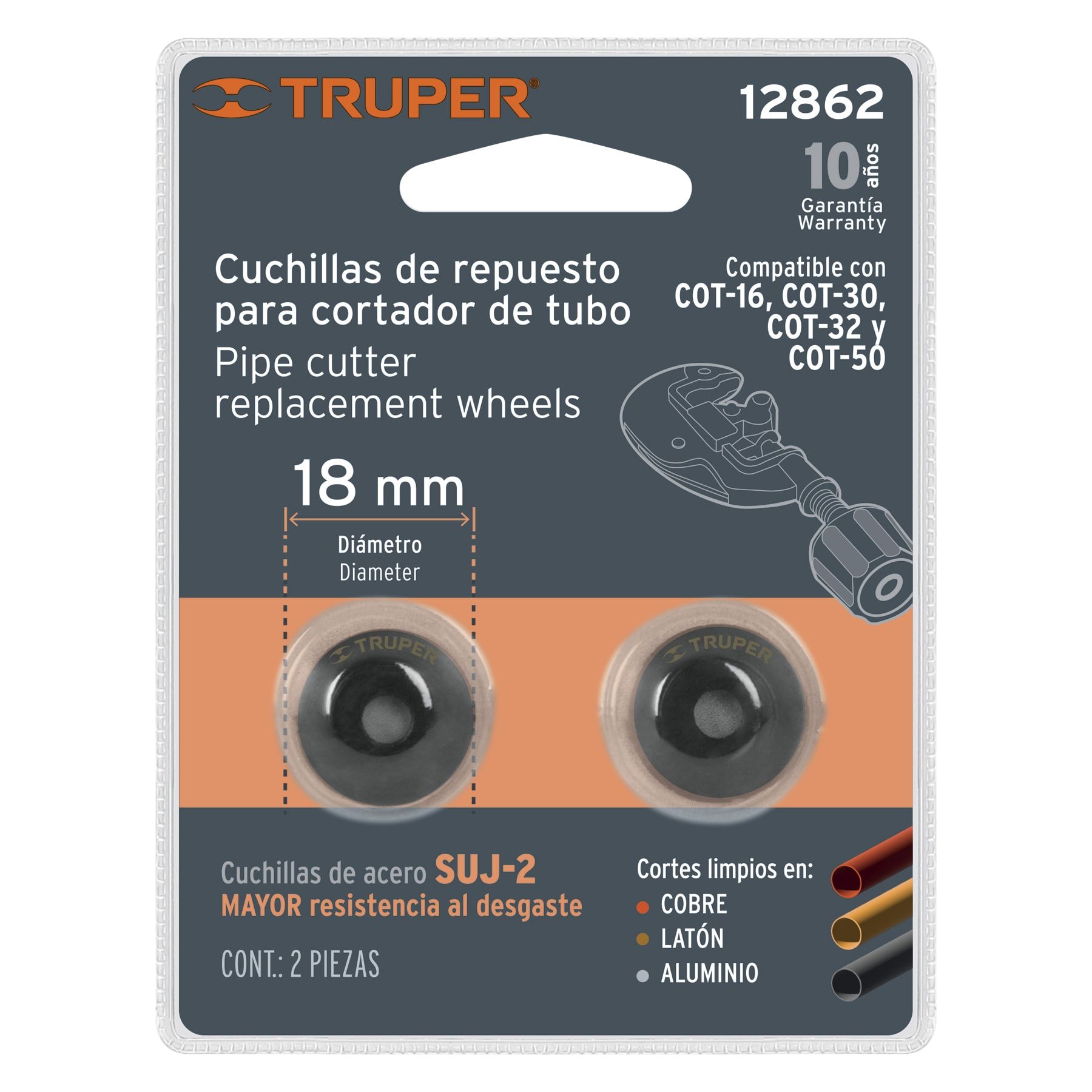 TRUPER Csővágókerék 5-50mm 2 darab/csomag, COT-16,30,32,50 rézcsővágókhoz, REP-COTS termék fő termékképe