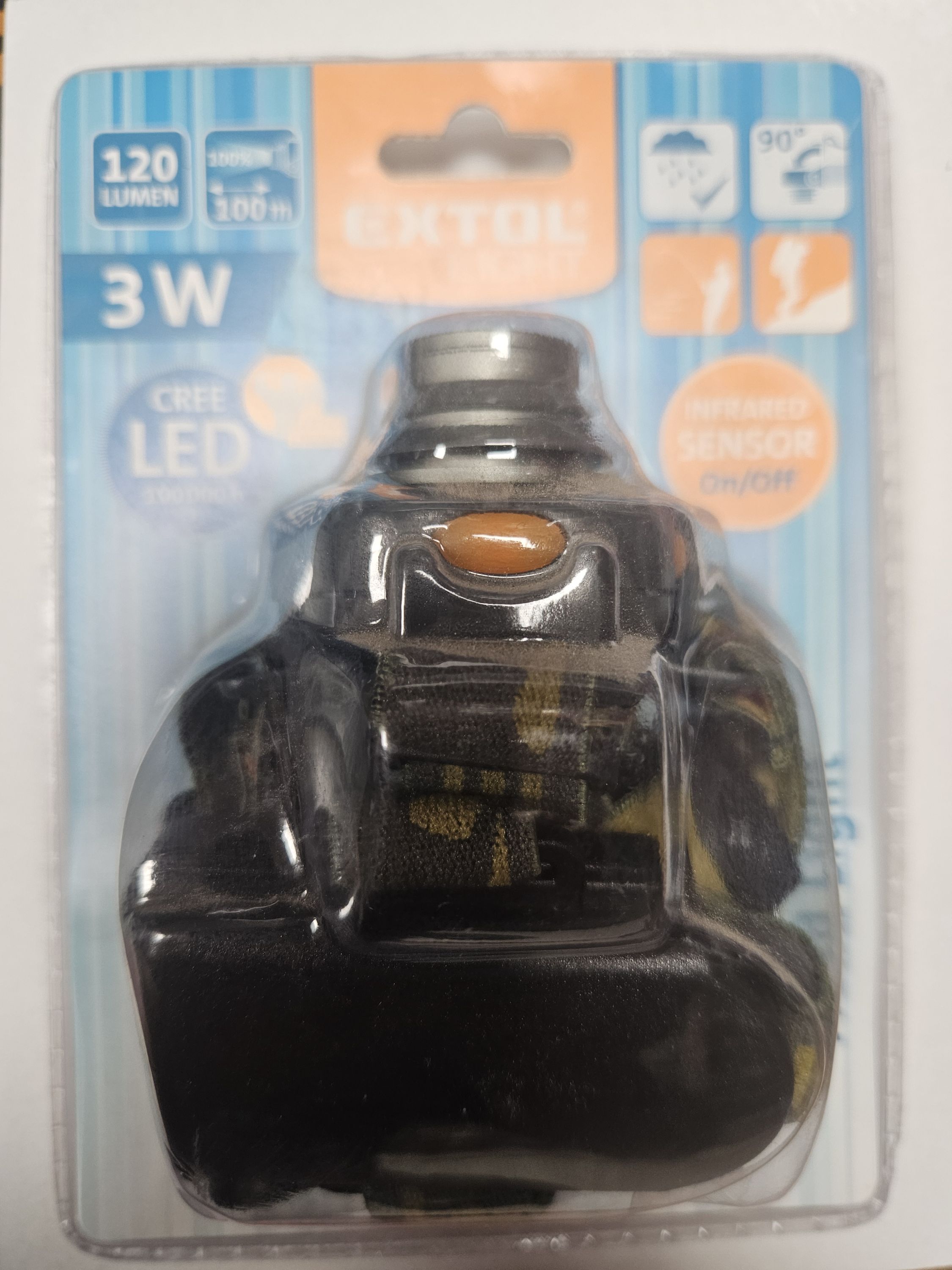 EXTOL LIGHT Fejlámpa akkumulátoros 120Lm sensoros termék fő termékképe