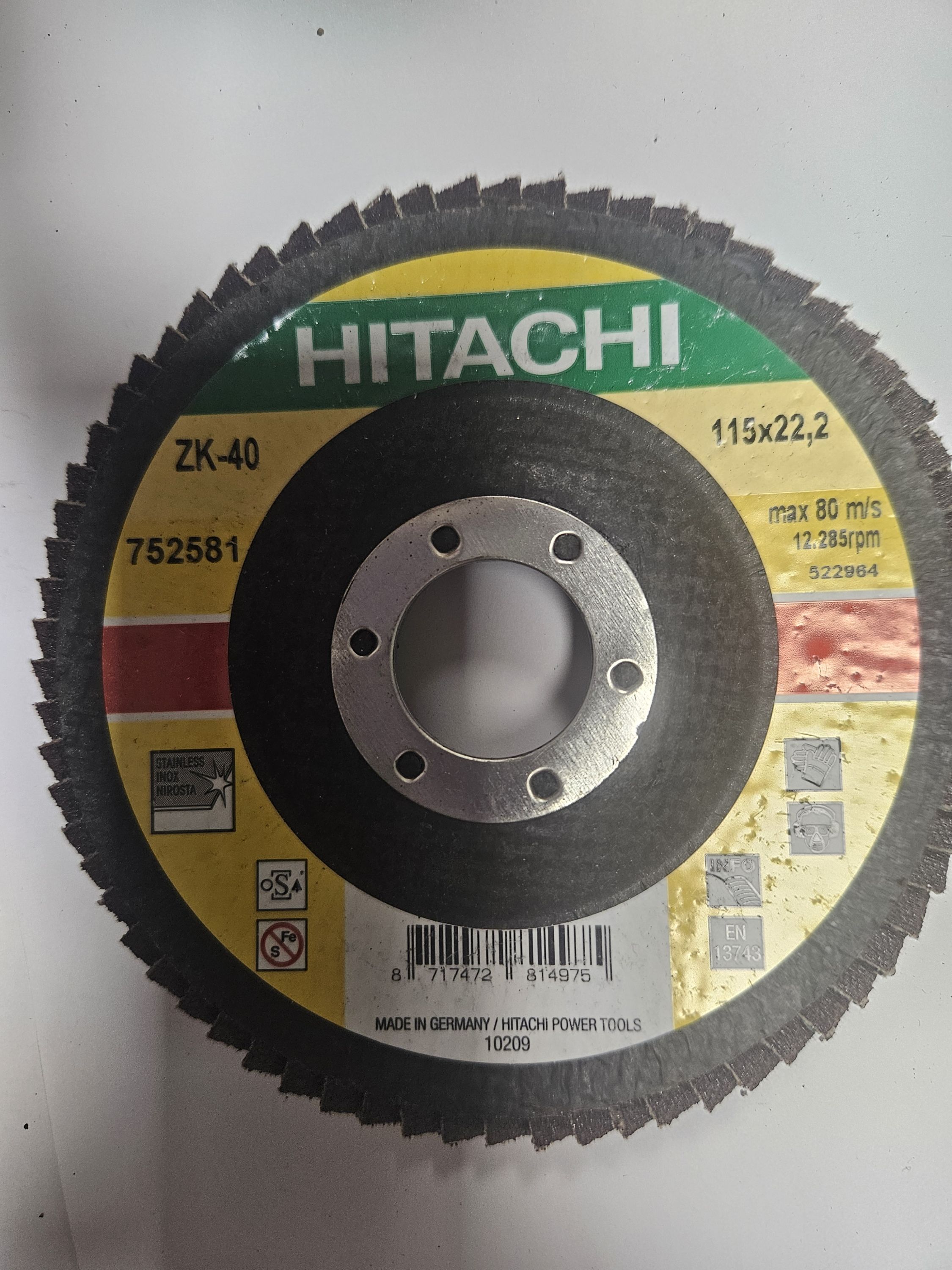 HITACHI Lamellás csiszolókorong 115mm Z40 INOX termék fő termékképe