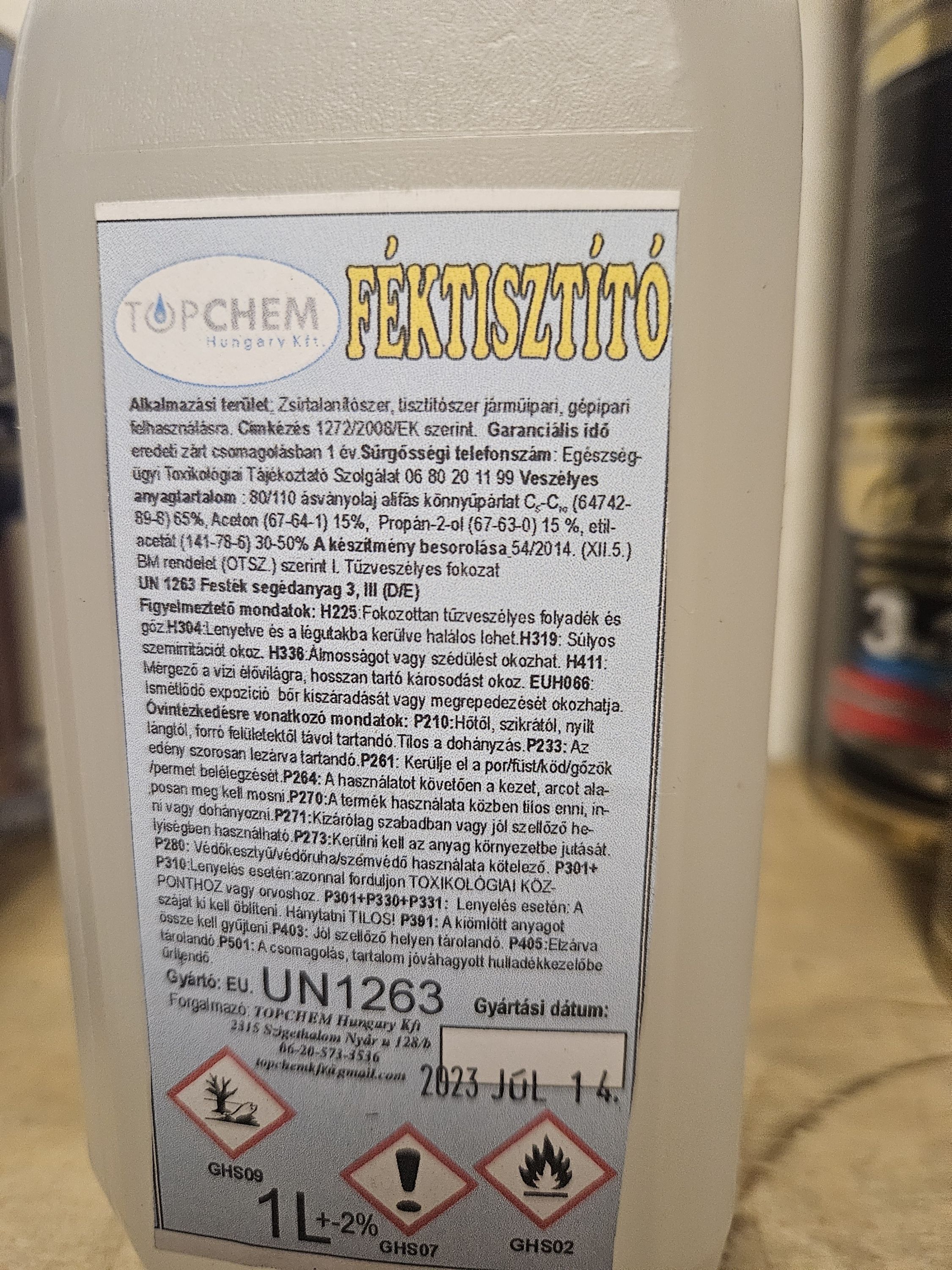 TOPCHEM Féktísztító 1Literes termék fő termékképe