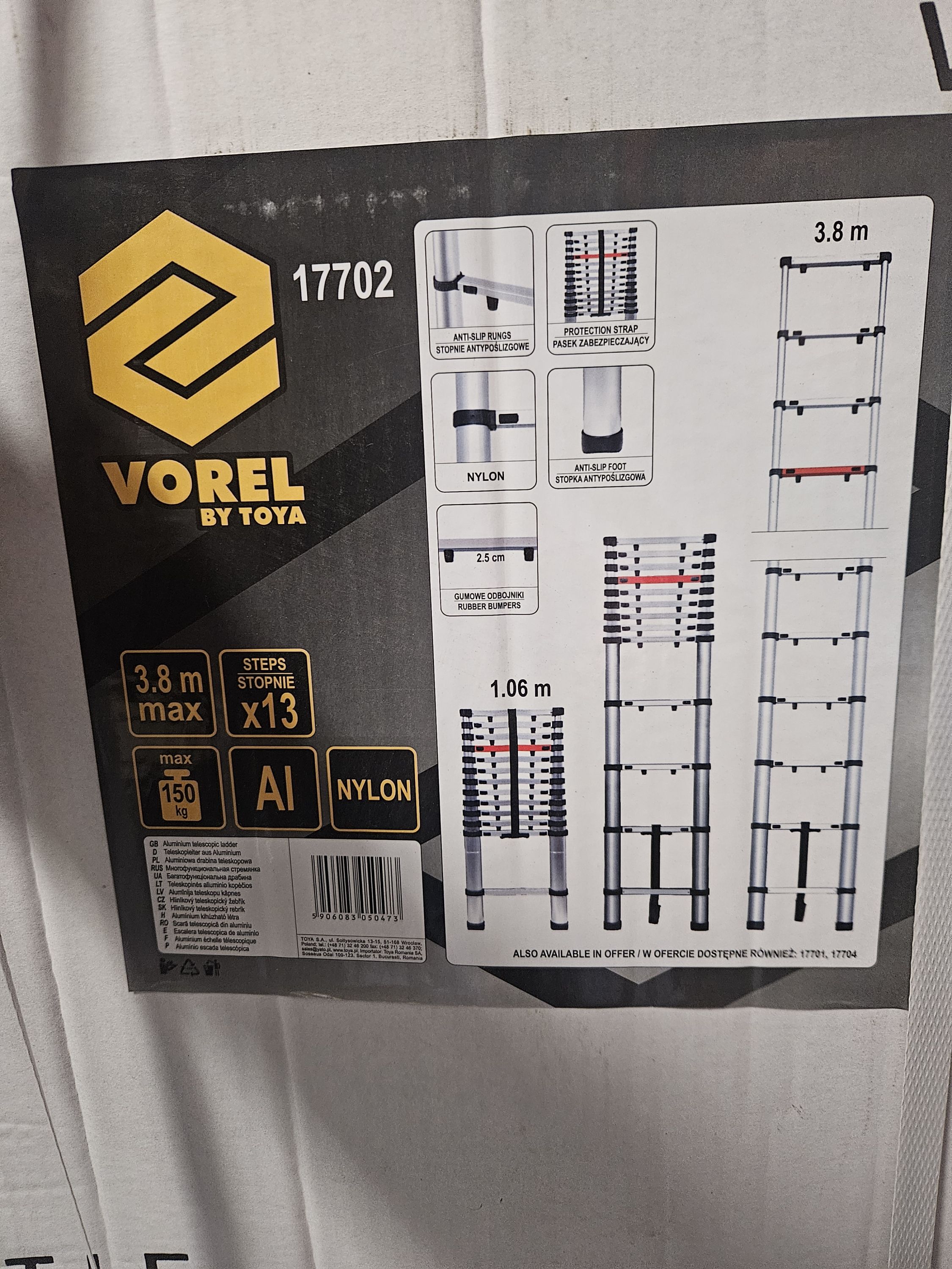 VOREL Teleszkopós létra 3.8 méter termék fő termékképe