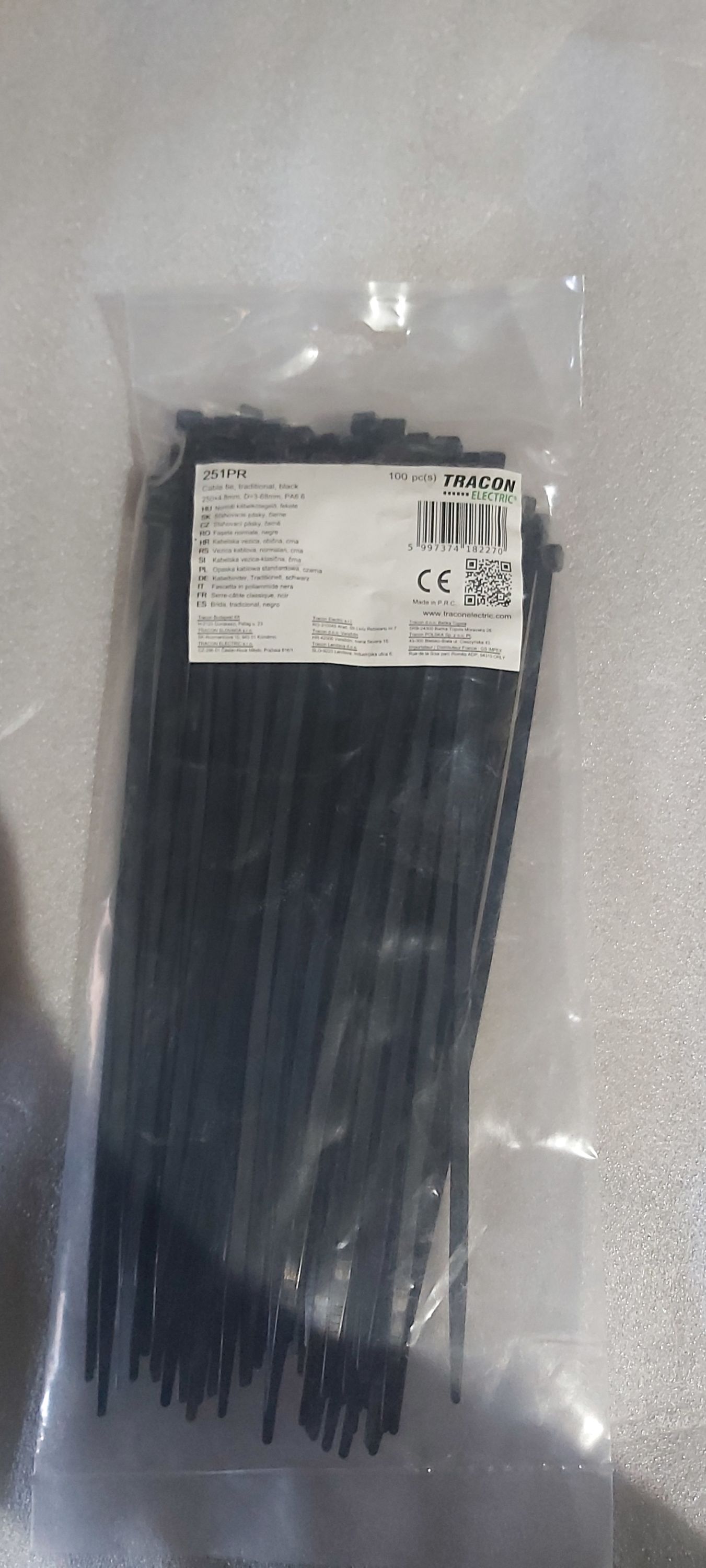 TRACON kábelkötegelő 4,8 x 250 mm  fekete termék fő termékképe