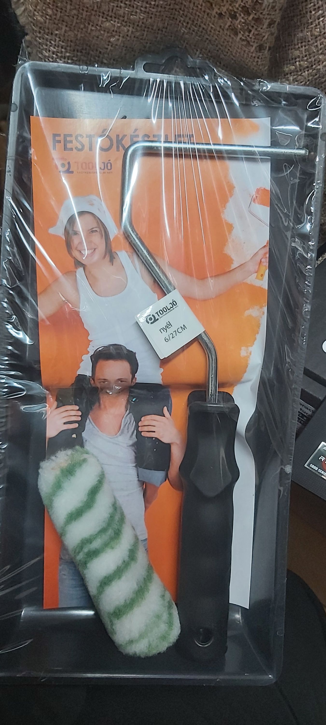 TOOLJO Festő készlet 10cm zöld fehér henger + nyél + tál termék fő termékképe