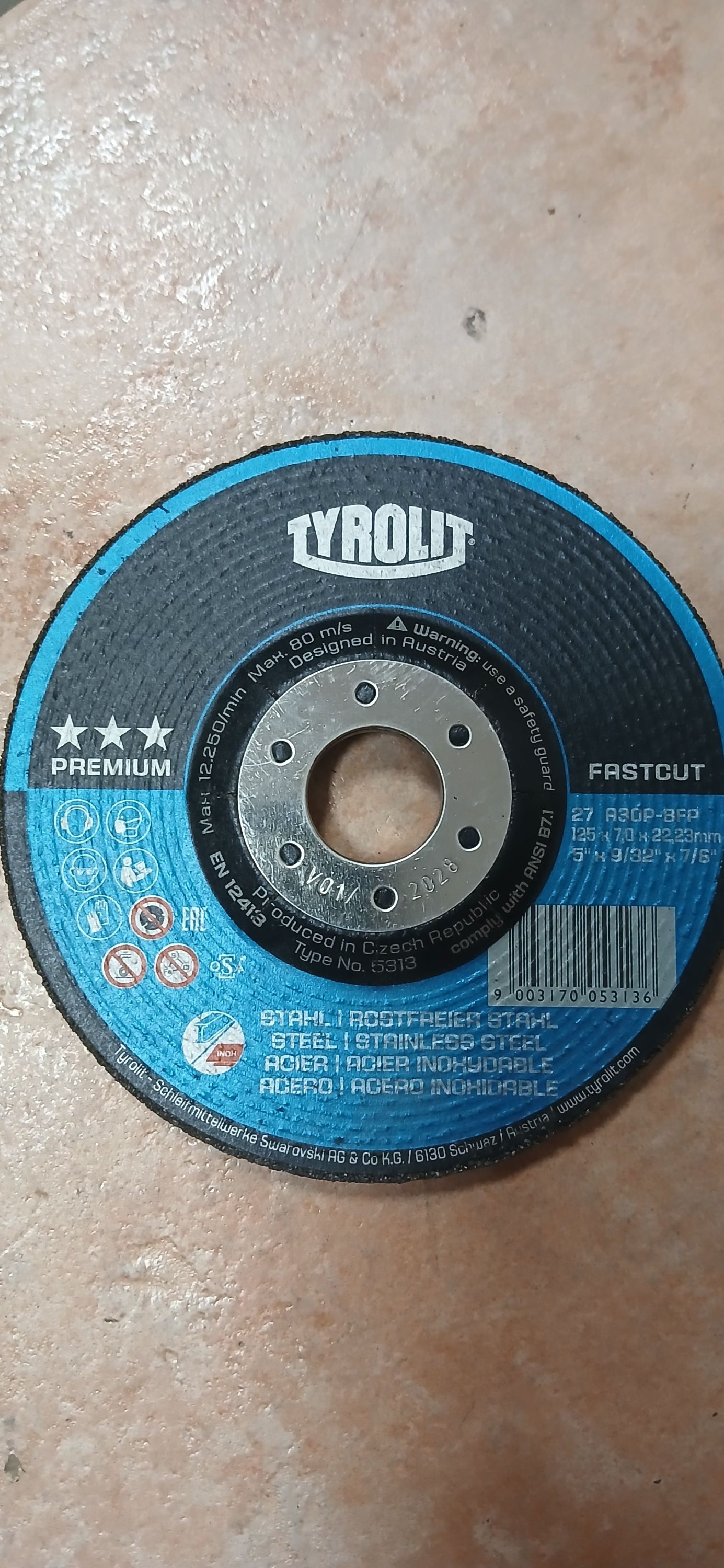 TYROLIT Csiszolókorong Prémium XXX 125x6 mm acél kék termék fő termékképe