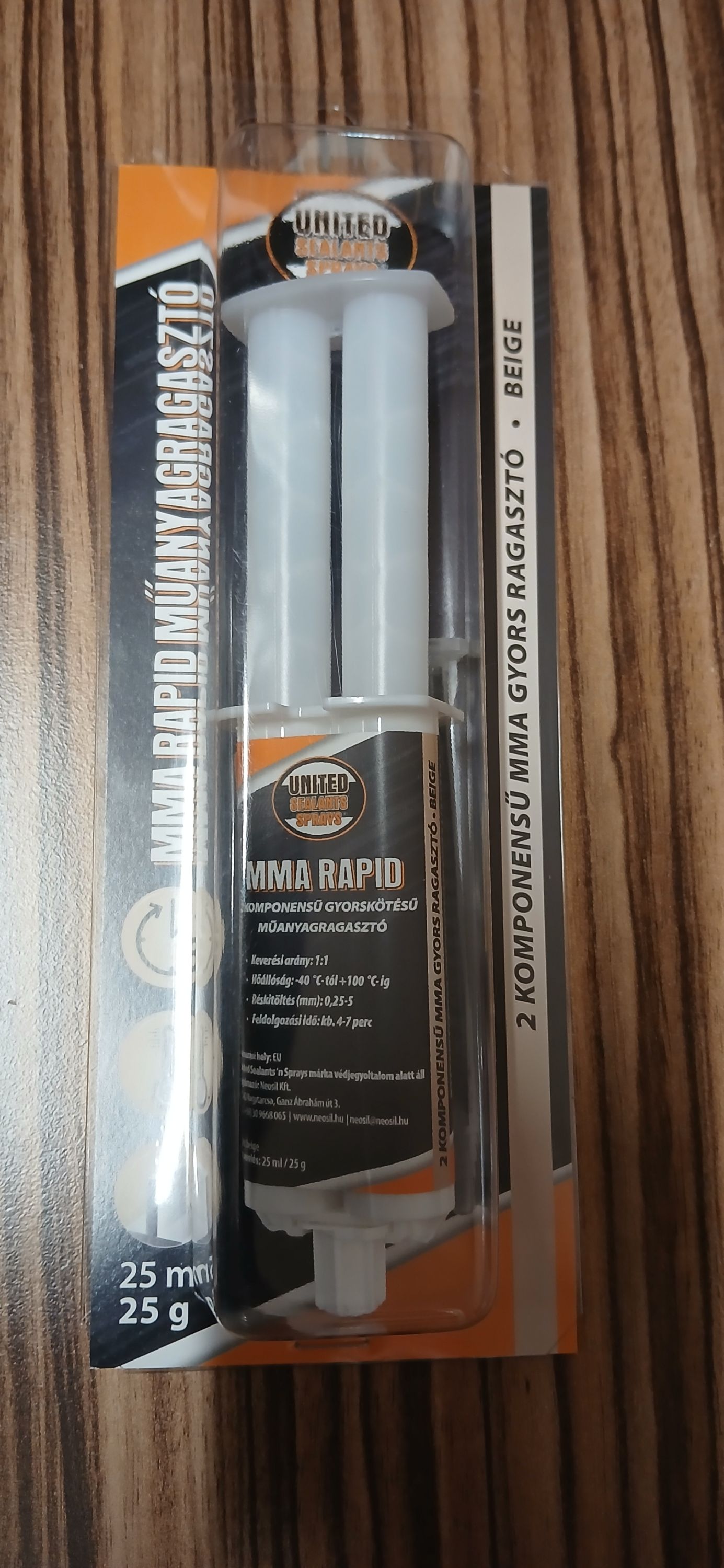United Sealants MMA RAPID Műanyagragasztó BEIGE 25ml , ikerfecskendős, kétkomponensű ragasztó 3 perc termék fő termékképe