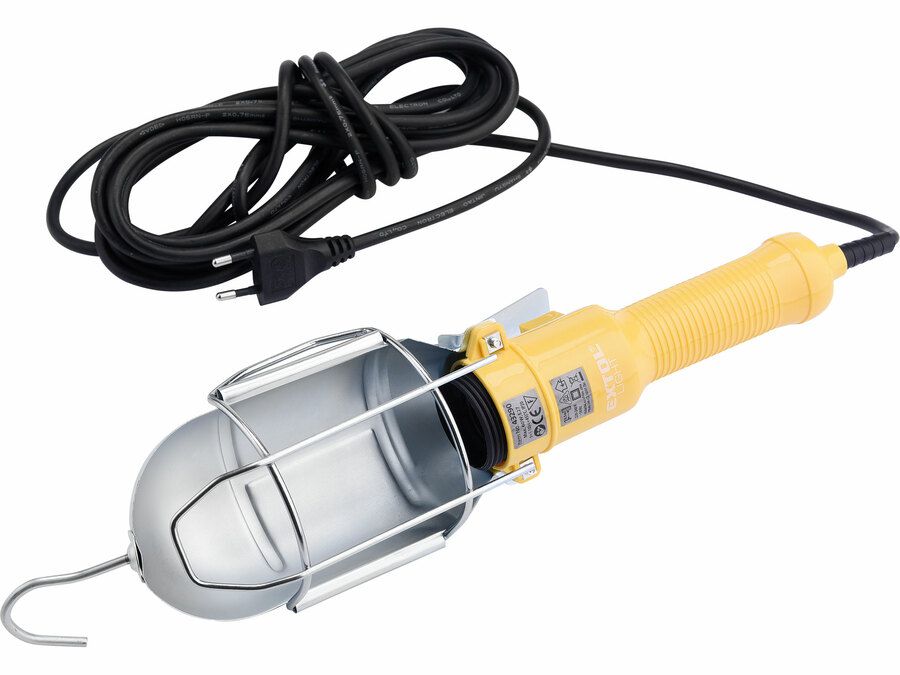 EXTOL munkalámpa, izzó nélkül, E27 foglalat, max. 60W; kampós akasztó + csiptető, 230V/50Hz, 5 m kábel termék fő termékképe