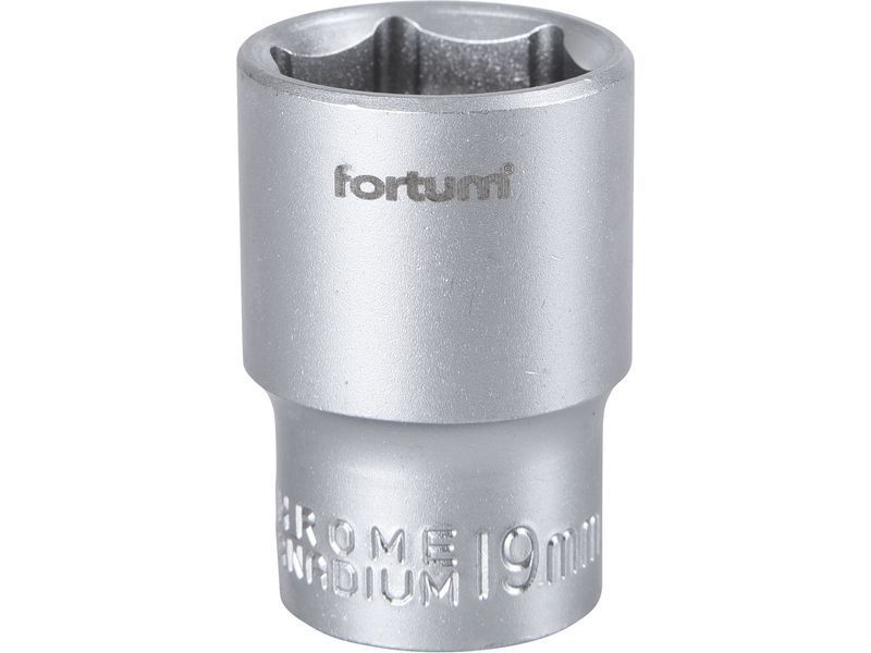 Fortum dugófej, 1/2", 19mm, 61CrV5, mattkróm, 38mm hosszú FORTUM termék fő termékképe