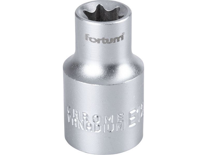 Fortum dugófej, torx, 1/2", 61CrV5 mattkróm, 38mm hosszú; E12 FORTUM termék fő termékképe