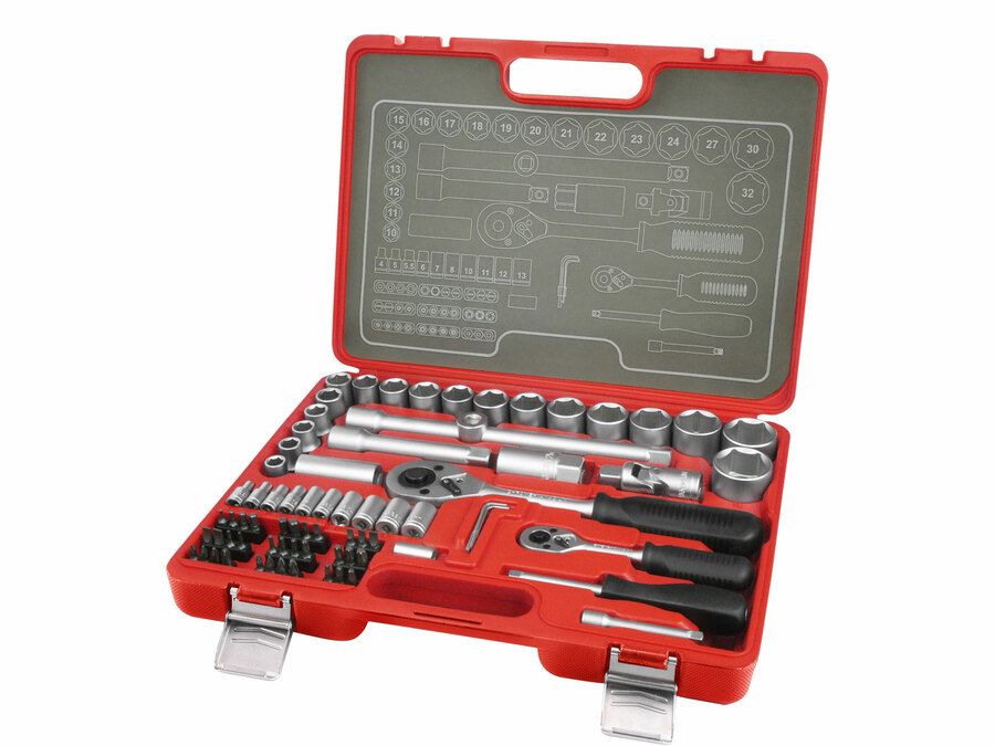 Extol dugókulcs készlet, CV.4-32mm ; 1/4"&1/2" 75db, racsnis 45fog termék fő termékképe