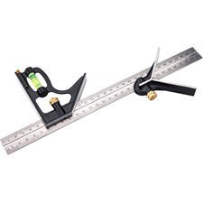 EXTOL Asztalos kombinált derékszög/vízmérték/vonalzó, többfunkciós, 300 mm, ALU/Inox, mm beosztás, 0°-45°-90° beosztás termék fő termékképe