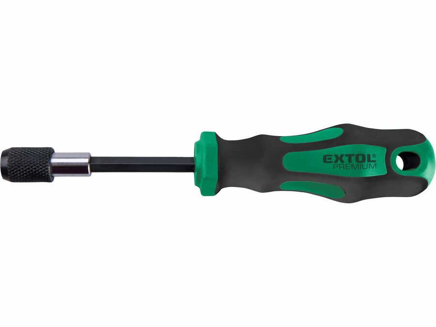 EXTOL csavarhúzó markolat, gyorskioldóval és mágneses csavarbehajtóval; CV., 1/4"×175mm termék fő termékképe