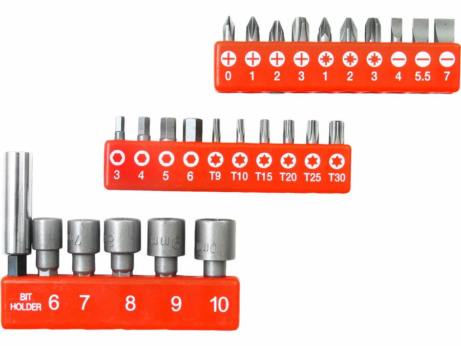 EXTOL Bit  készlet 26db CV.-Mo ; PH,PZ,lapos,torx, hexagonális, mágn. bittartó, dugókulcsok termék fő termékképe