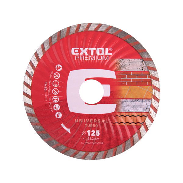 EXTOL Gyémántvágó TURBO gránit/kerámia; 125×22,2mm, max.12.250 ford/perc termék fő termékképe