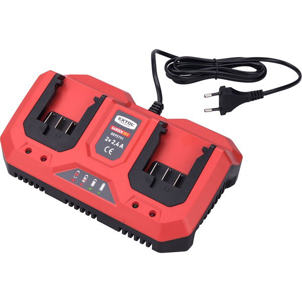 EXTOL Akkutöltő dupla, Garden20V, 20V, 2×2,4A a 8895780 és 8895782 akkuhoz termék fő termékképe