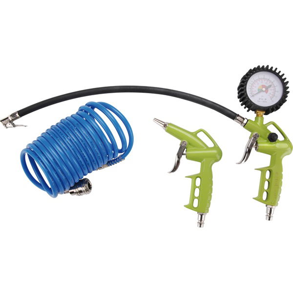 EXTOL Alap légkompresszor tartozék szett, 3db (lefúvató pisztoly, gumiabroncsfúvó pisztoly,spiráltömlő), 1/4" gyorscsatlakozó termék fő termékképe