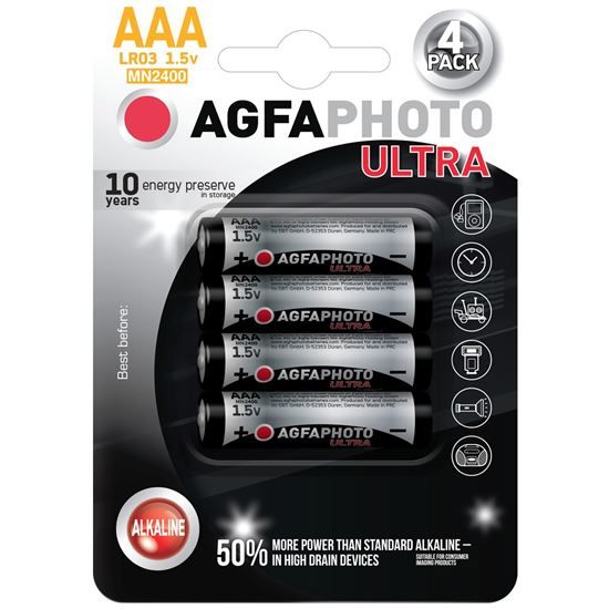 AgfaPhoto Elem mikro AAA Ultra Alkáli 1.5V LR03 tartós, 4 db-os termék fő termékképe