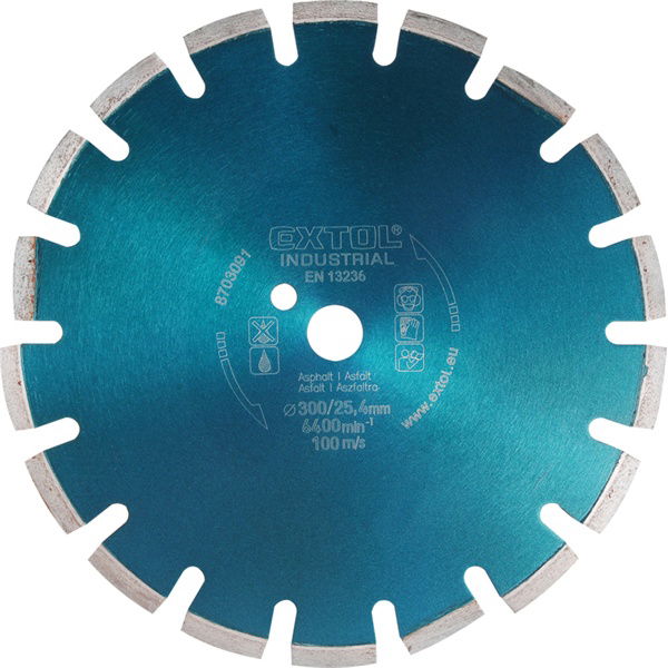 EXTOL Gyémántvágó ASZFALT-ra, friss betonhoz, ipari korong, szegmenses; 350×25,4mm, száraz és vizes vágásra termék fő termékképe