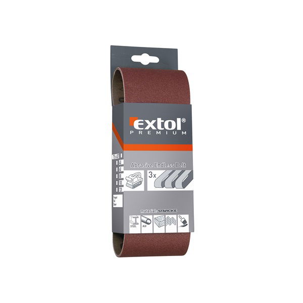 EXTOL Csiszolószalag készlet. 75×533mm 3 db P100 termék fő termékképe