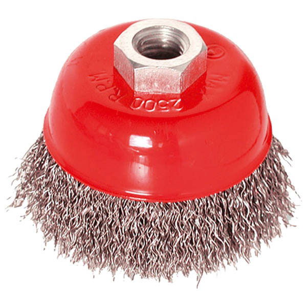 EXTOL Drótcsiszoló fazékkefe (sarokcsiszolóra); 75mm, M14×2, max.12500 ford/perc, hullámos szálú termék fő termékképe