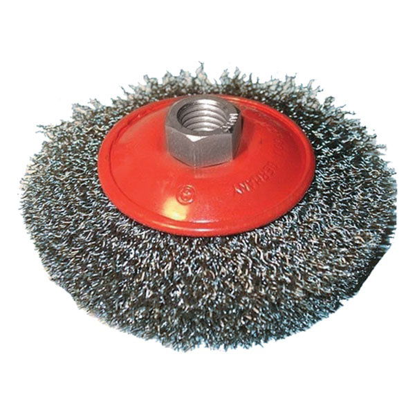 EXTOL Drótcsiszoló körkefe, kúpos; hullámos szálú ; sarokcsiszolóhoz, M14×2 100mm, ford.: 12500 termék fő termékképe