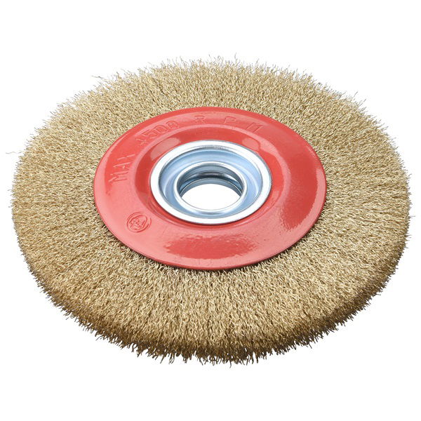 EXTOL Drótcsiszoló körkefe kettős köszörűre, 150mm, 32mm átm, műa. adapterek, hullámos szálú, rezezett acél termék fő termékképe