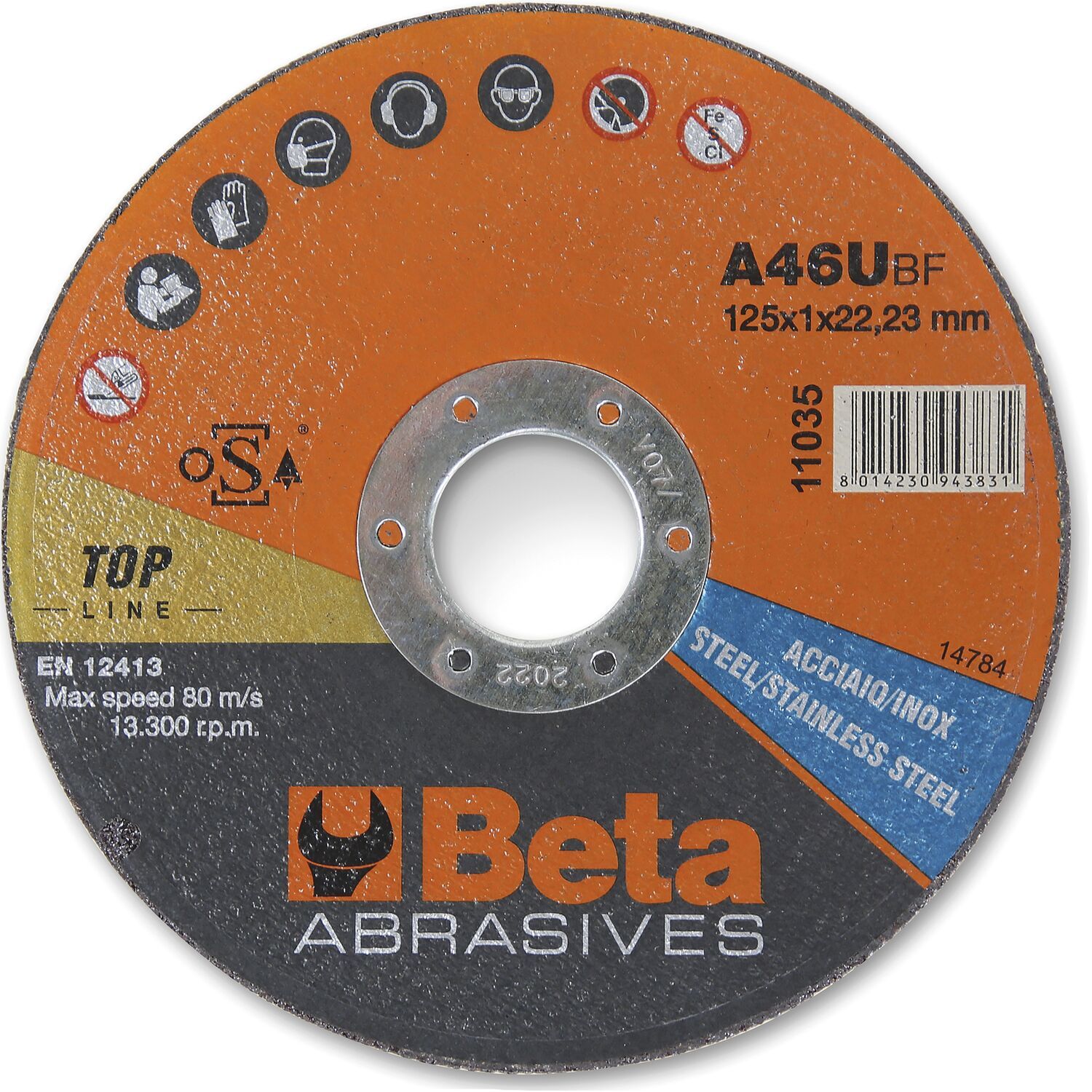 BETA Vágókorong rozsdamentes acélhoz 125mm-es 1,0-22,23 termék fő termékképe