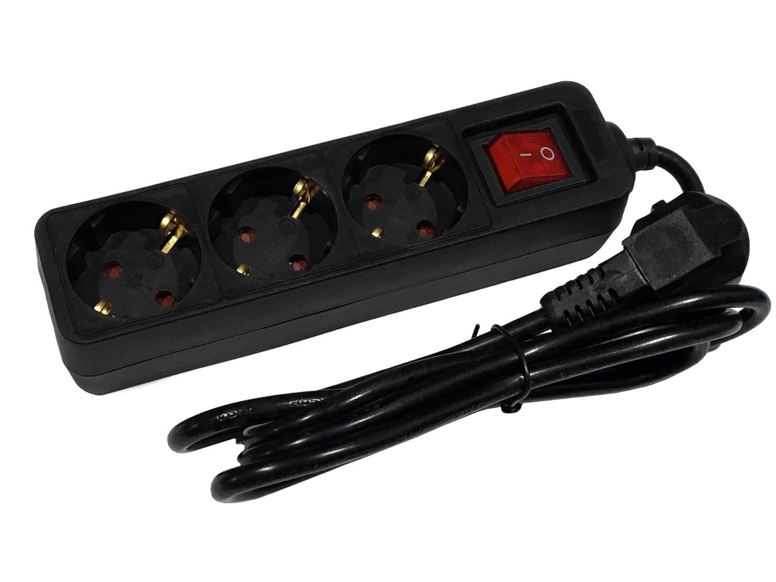 Entac S1 Színes Elosztó 3 Foglalat Kapcsolóval 1,5m Fekete termék fő termékképe