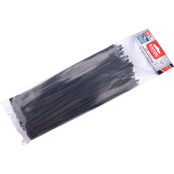 EXTOL kábelkötegelő 4,6×280mm 100db, EXTRA, fekete nylon; UV-, sav- és lúgálló termék fő termékképe