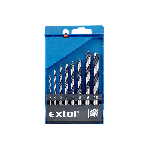 EXTOL Fafúró készlet, műanyag dobozban; 8db 3-10mm polírozott termék fő termékképe