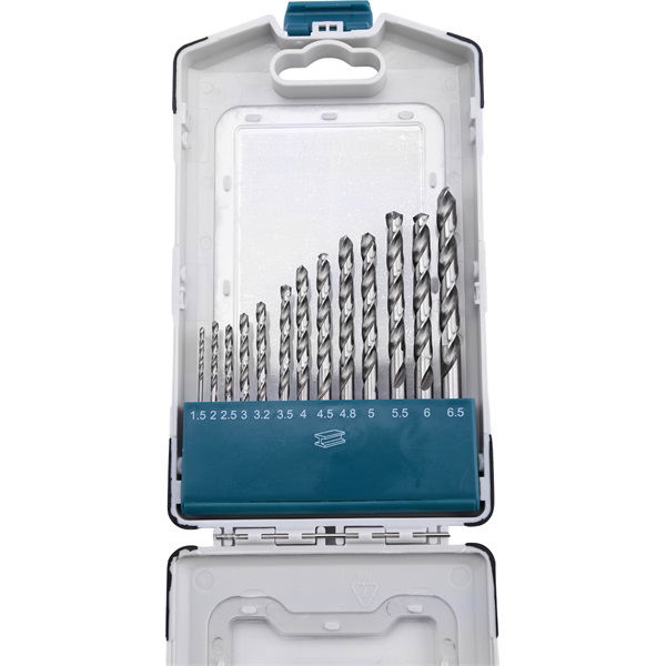 EXTOL Fémcsigafúró készlet., 13db, HSS-G 9341/M2, 2-8 mm, acélra, normál befogás, polírozott, műanyag tartóban termék fő termékképe