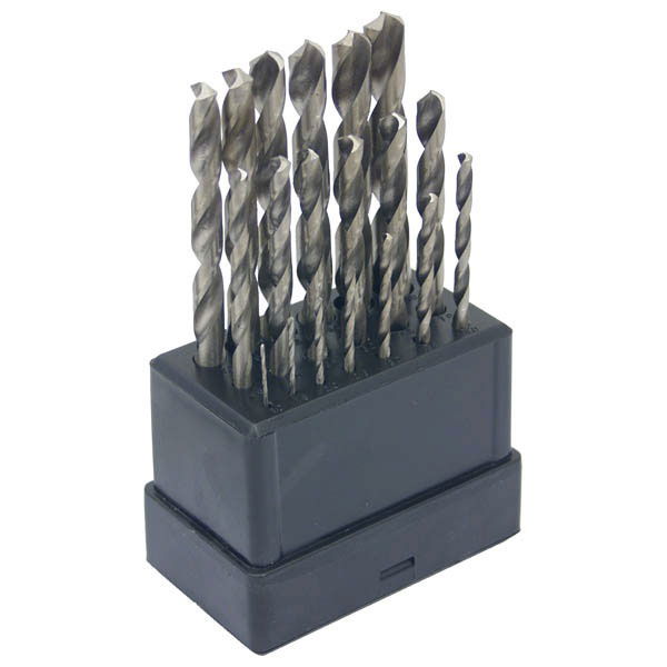 EXTOL Fémcsigafúró készlet, 19db, HSS; 1-10mm polírozott, műanyag dobozban termék fő termékképe