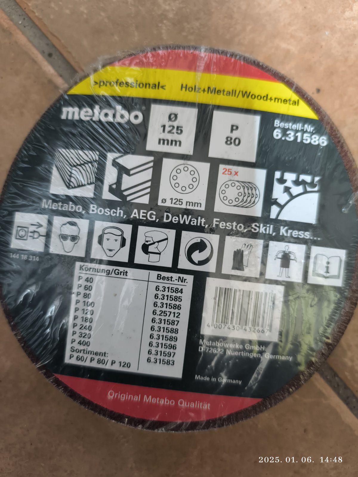 METABO tépőzáras Csiszolópapír 125mm 8 lyukas P80 termék fő termékképe