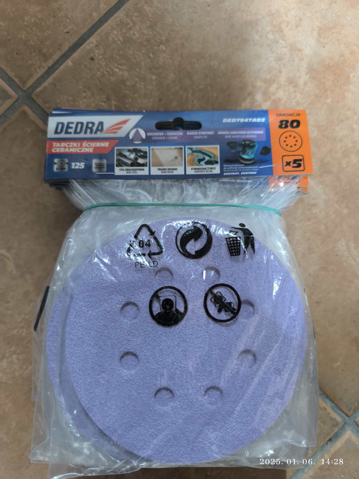 DEDRA Csiszolópapír 125mm 8 lyukas P80 5db / csomag termék fő termékképe