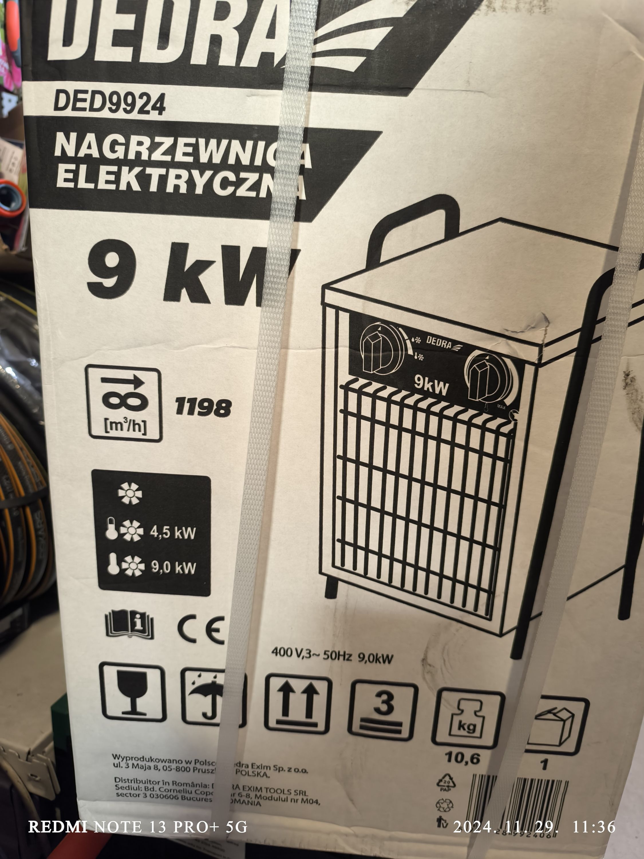 DEDRA Elektromos hőlégfúvó 4,5/9kW, 400V, termosztát, ventilátor funkció termék fő termékképe