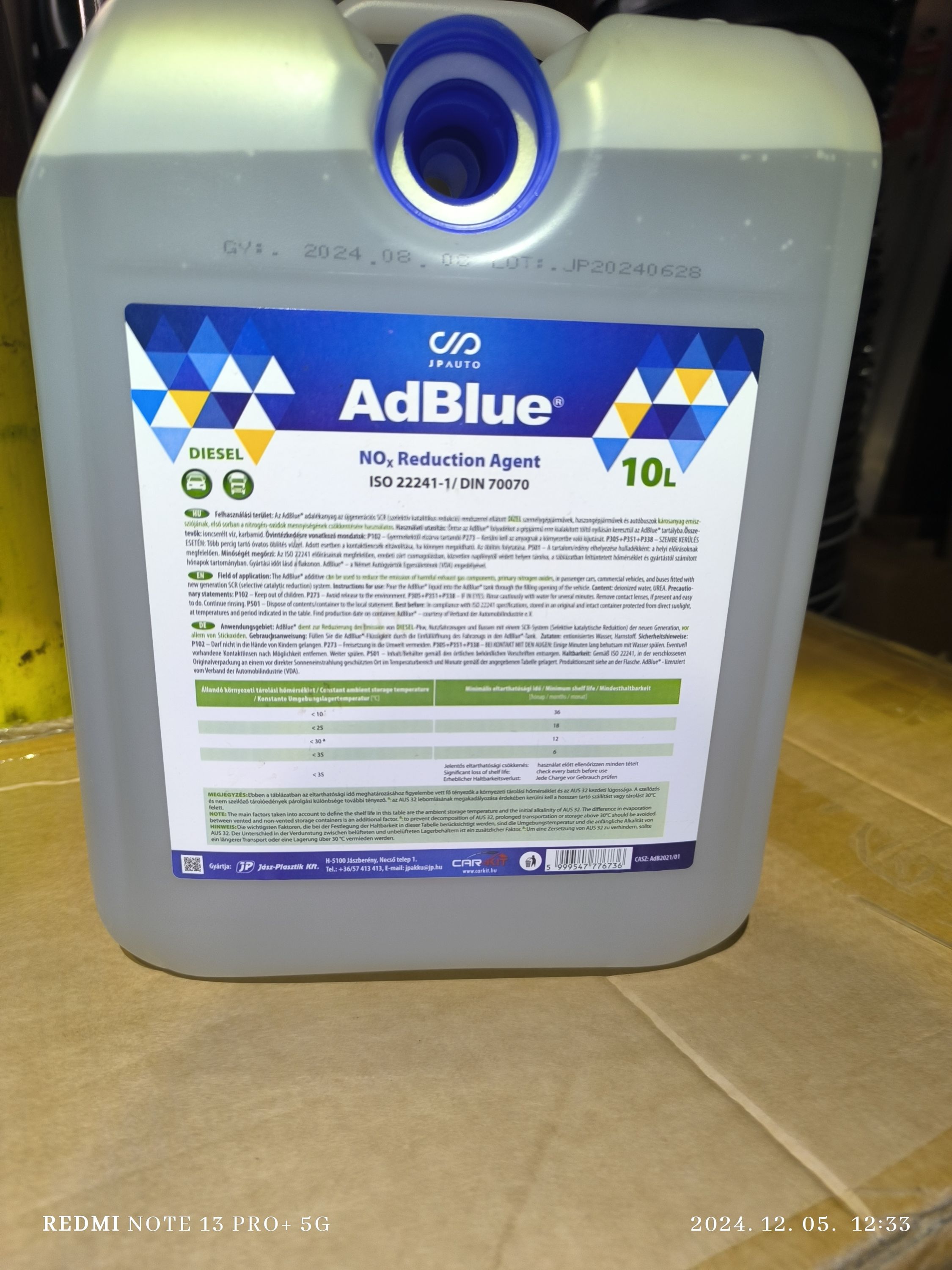 JP AUTO adblue 10 Literes termék fő termékképe