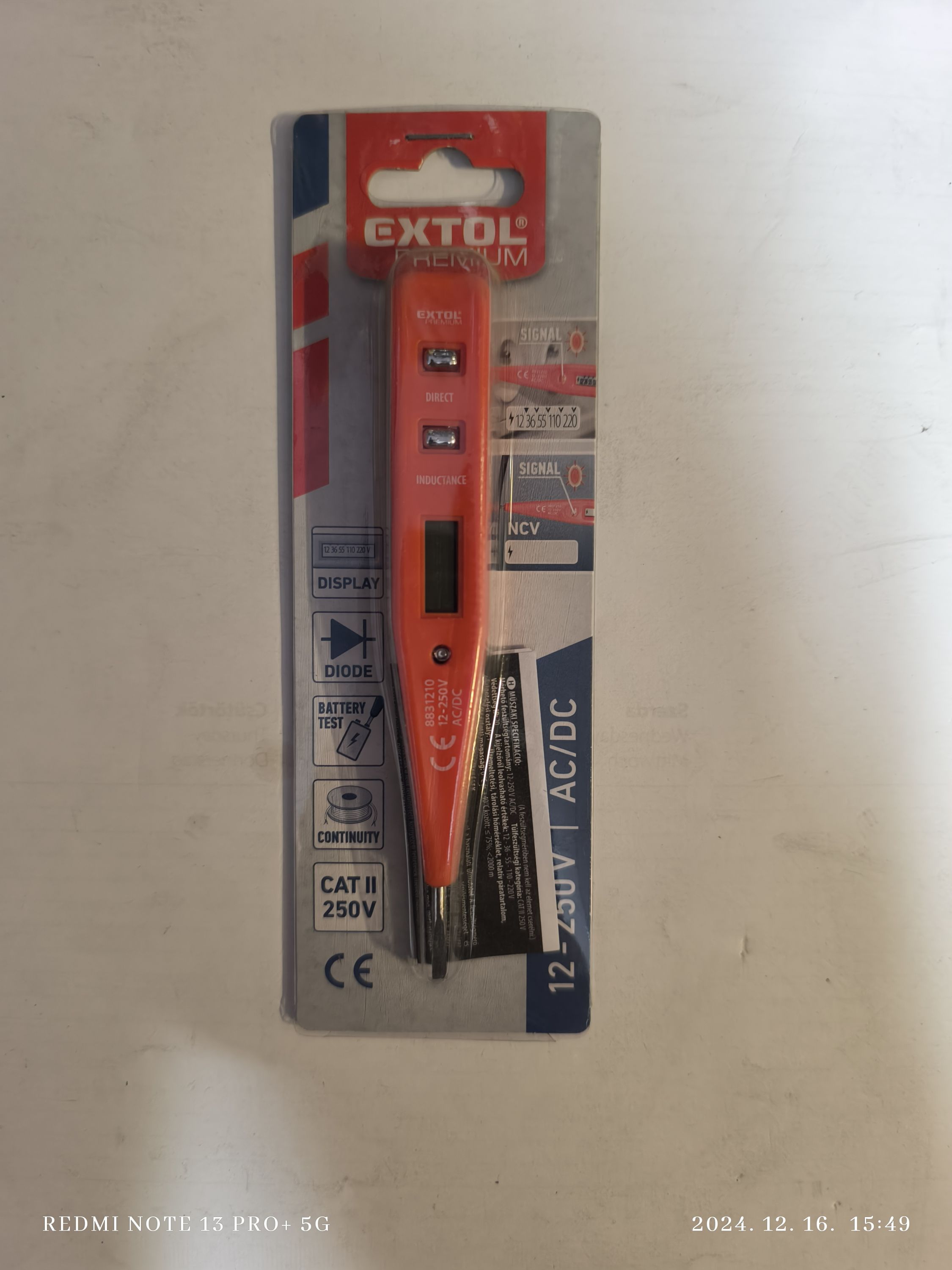 EXTOL PREMIUM Fáziskereső ceruza 12-250V 190mm termék fő termékképe