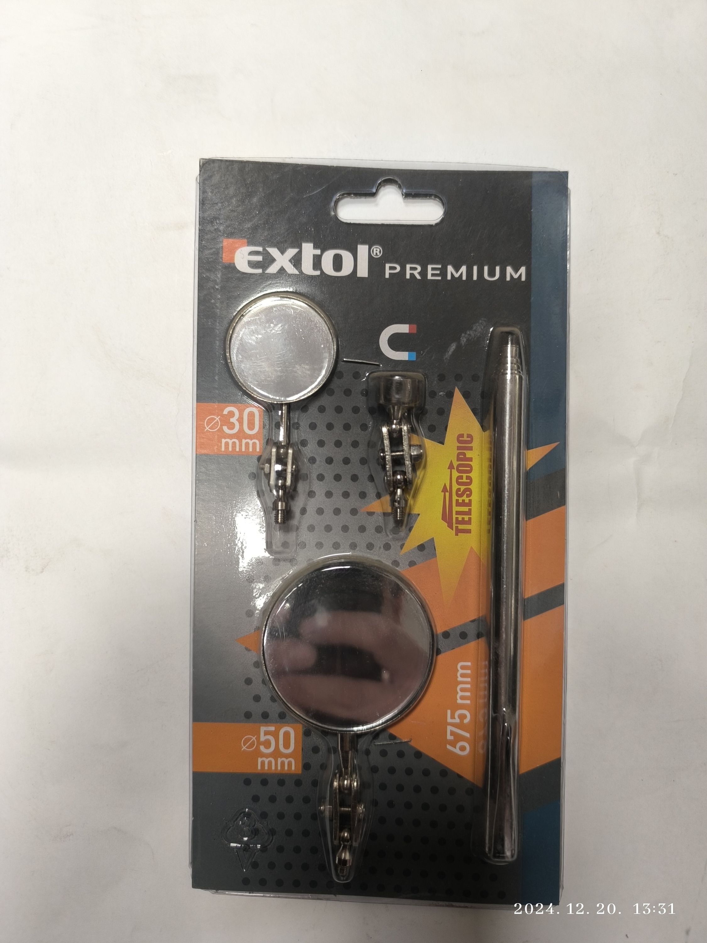 EXTOL PREMIUM Felszedő mágnes és vizsgáló tükör készlet, teleszkópos nyéllel termék fő termékképe