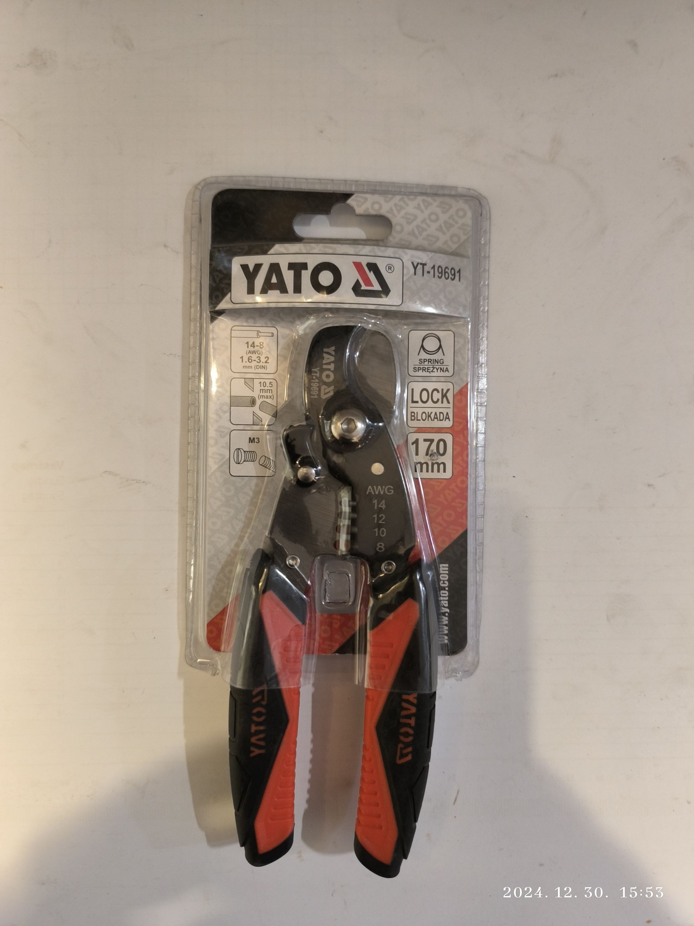 YATO Kábelvágó és blankoló fogó 170mm termék fő termékképe