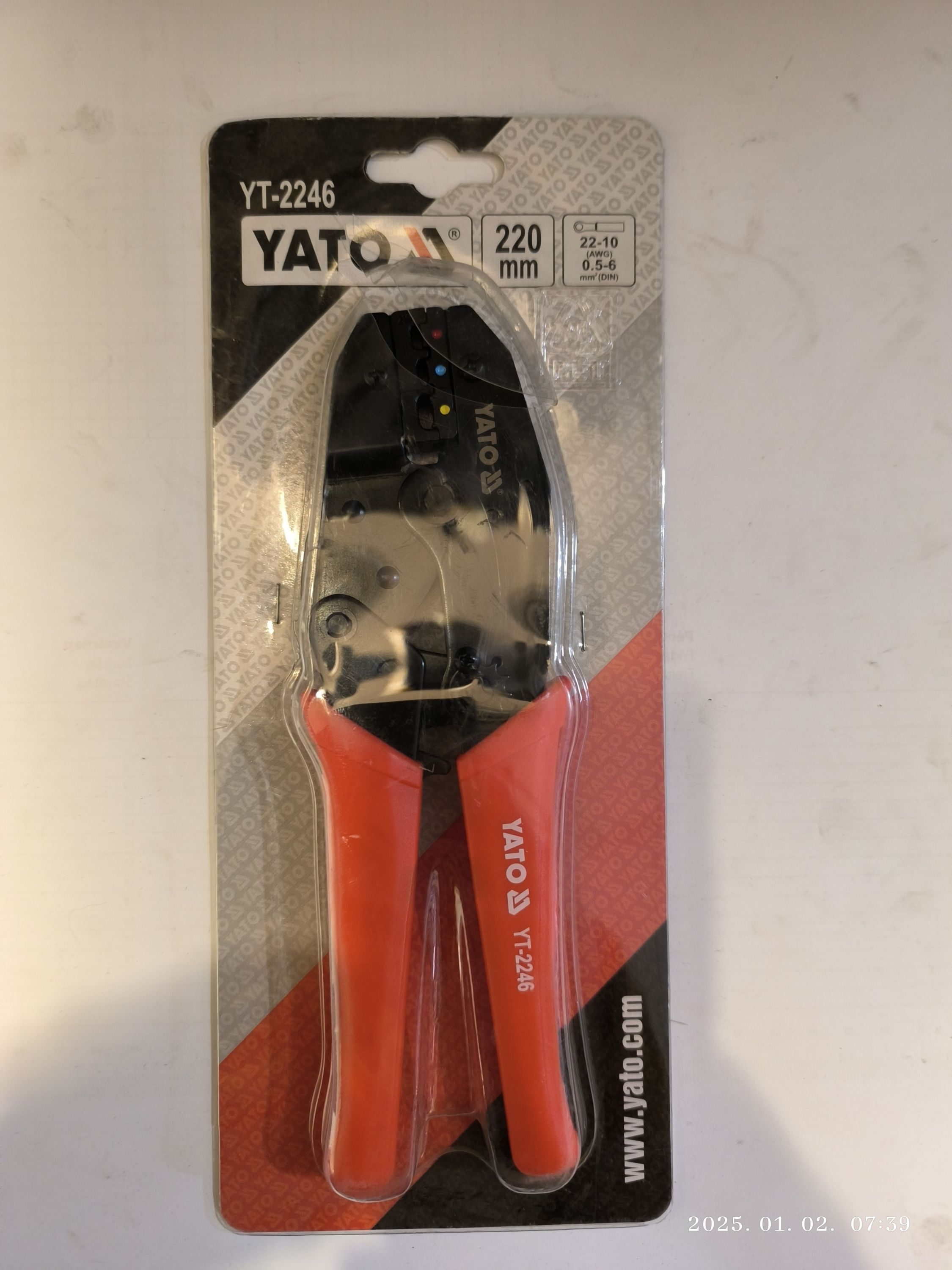 YATO Krimpelő fogó 220mm 22-10(AWG) 0.5-6mm termék fő termékképe